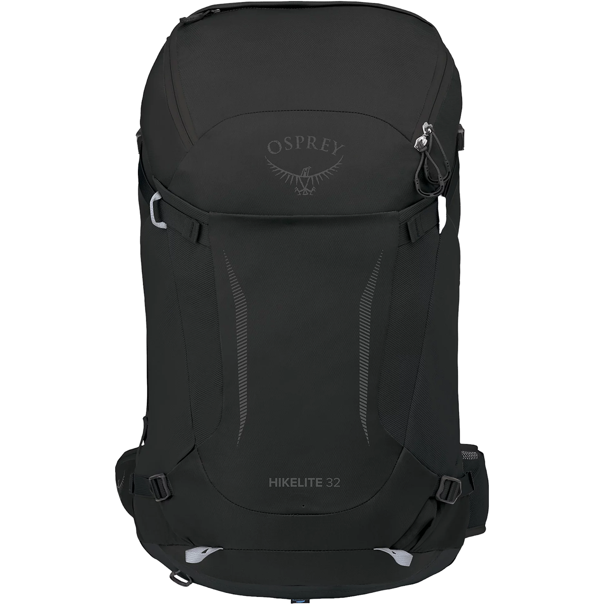 Osprey Hikelite 32 black hiking backpack with clean studio background
