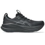 ASICS Gel Nimbus 28 running shoe in black and graphite grey lateral view