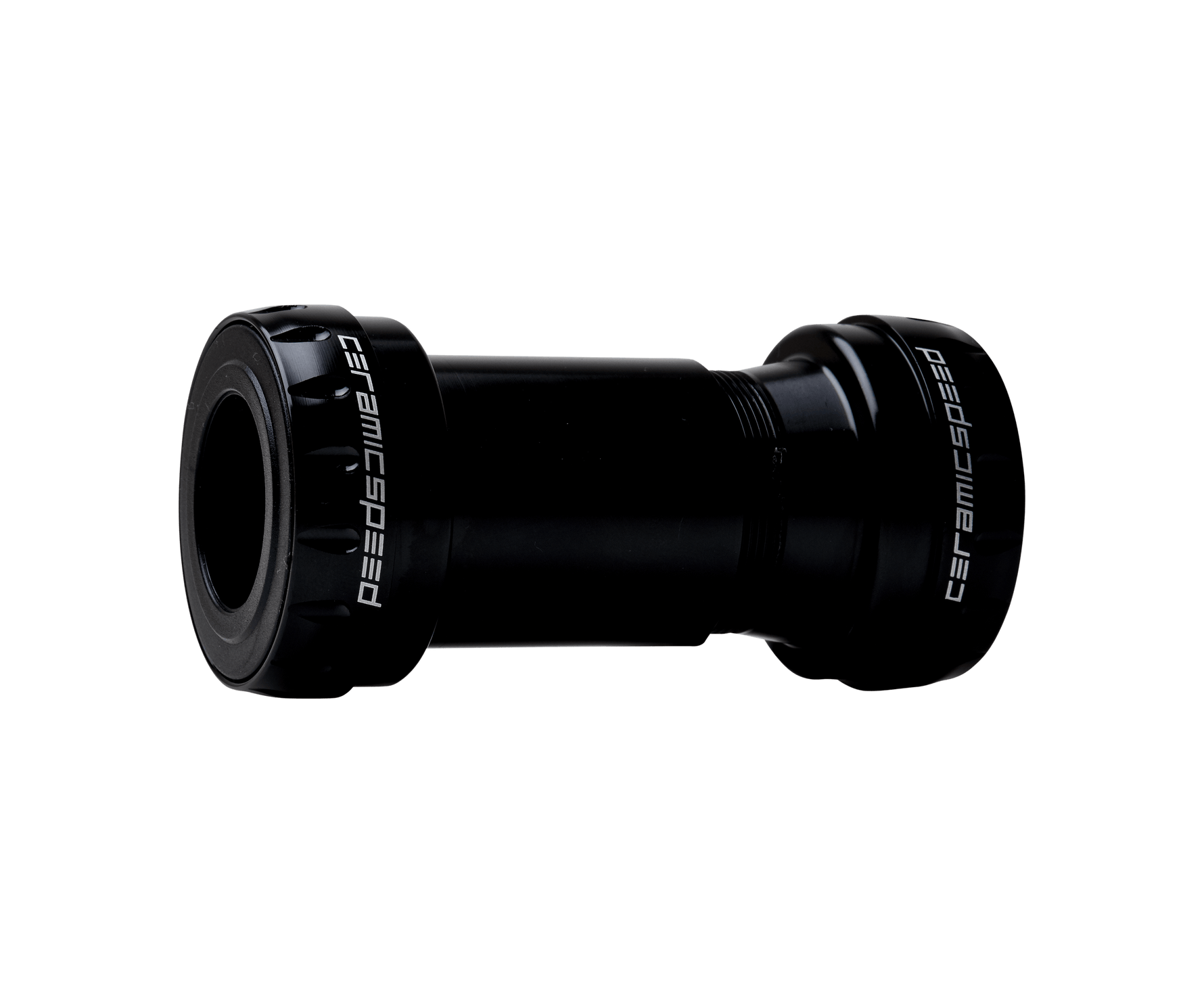 CeramicSpeed black bottom bracket with threaded cups on white background