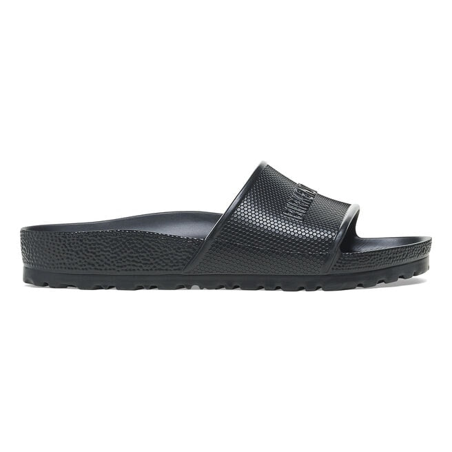 Black Birkenstock Barbados EVA slide sandal with textured footbed and strap
