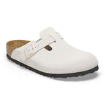 Birkenstock Boston clog in cream corduroy suede with adjustable buckle strap