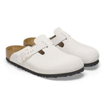 Birkenstock Boston clogs in corduroy antique white with buckle strap