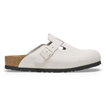Birkenstock Boston clog in corduroy antique white with textured upper and buckle