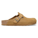 Birkenstock Boston clog in cork brown corduroy suede with adjustable buckle strap