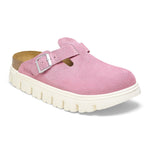 Birkenstock Boston Chunky clog in candy pink suede with white platform sole