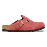 Birkenstock Boston clog in sienna red corduroy suede with adjustable buckle strap