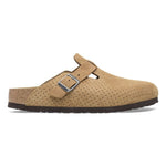 Birkenstock Boston clog in dotted new beige suede with perforated design