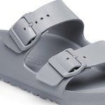Birkenstock Arizona Essentials EVA sandals in stone gray with adjustable buckle straps