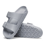 Gray Birkenstock Arizona EVA sandals with adjustable straps and textured footbed