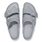 Birkenstock Arizona Essentials EVA sandals in stone coin gray with dual buckle straps
