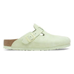 Birkenstock Boston clog in faded lime suede with adjustable buckle strap