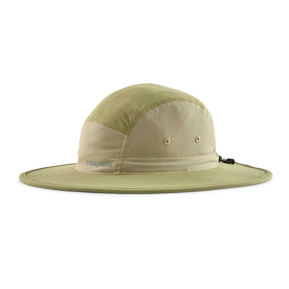Patagonia Quandary Brimmer Hat in green tones with wide brim and ventilation eyelets
