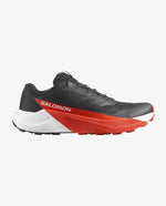 Salomon Pulsar men's running shoe in black upper with red accent stripe and white midsole