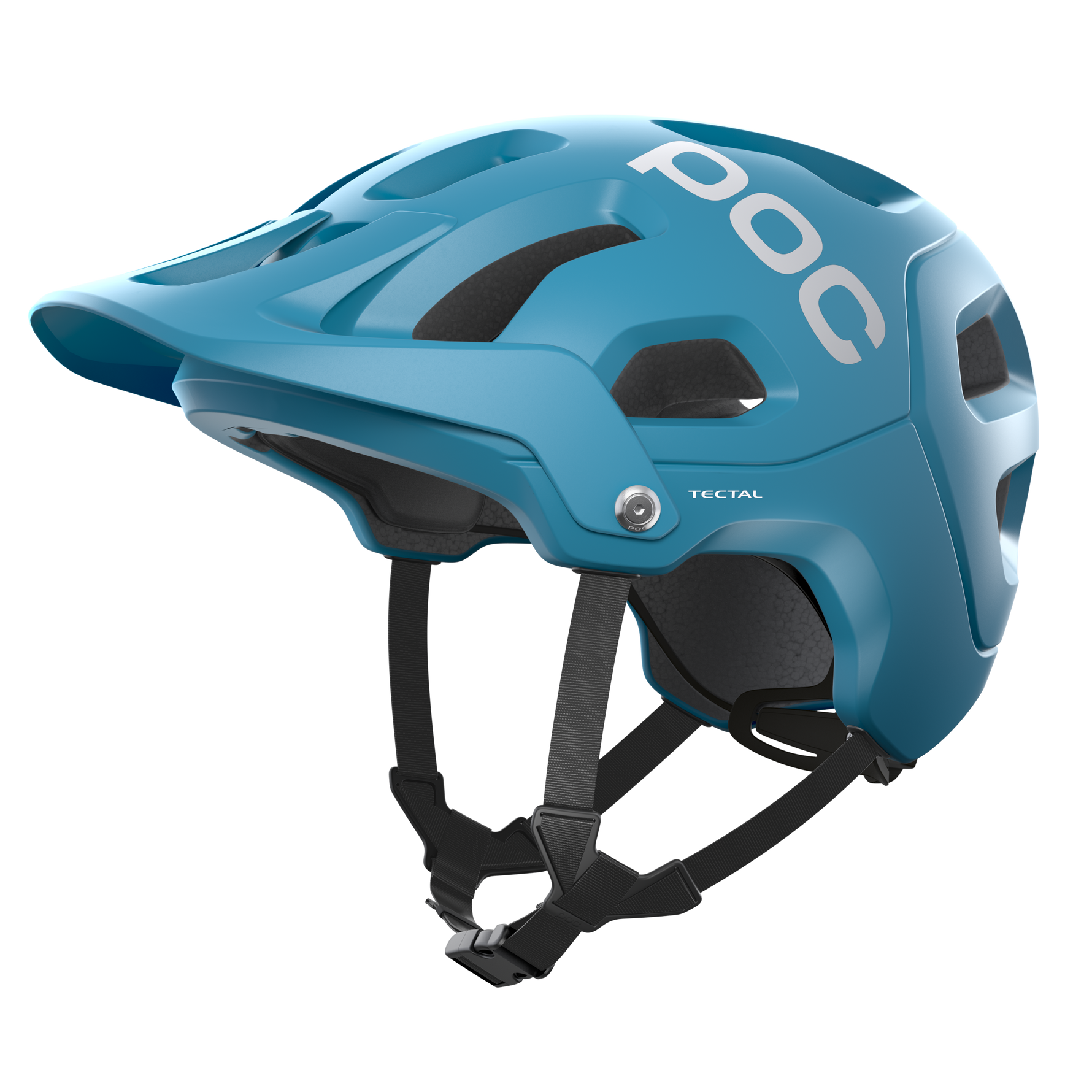 POC Tectal mountain bike helmet in Basalt Blue Matt color with visor