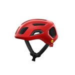 POC Ventral Air MIPS cycling helmet in red with ventilation holes and adjustment straps