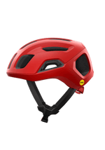 POC Ventral Air MIPS cycling helmet in red with ventilation holes and black straps