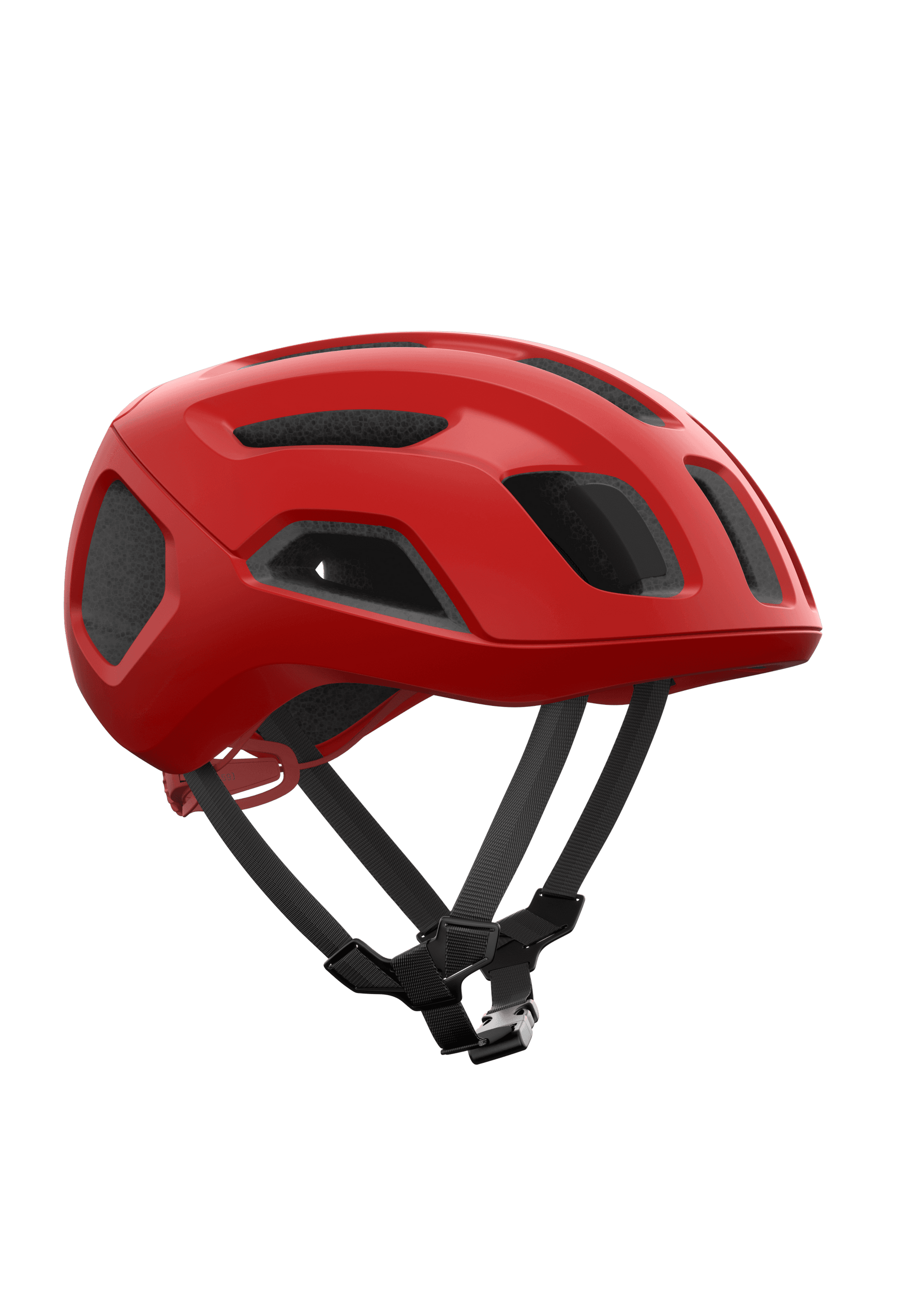 POC Ventral Air MIPS cycling helmet in red with ventilation holes and black straps