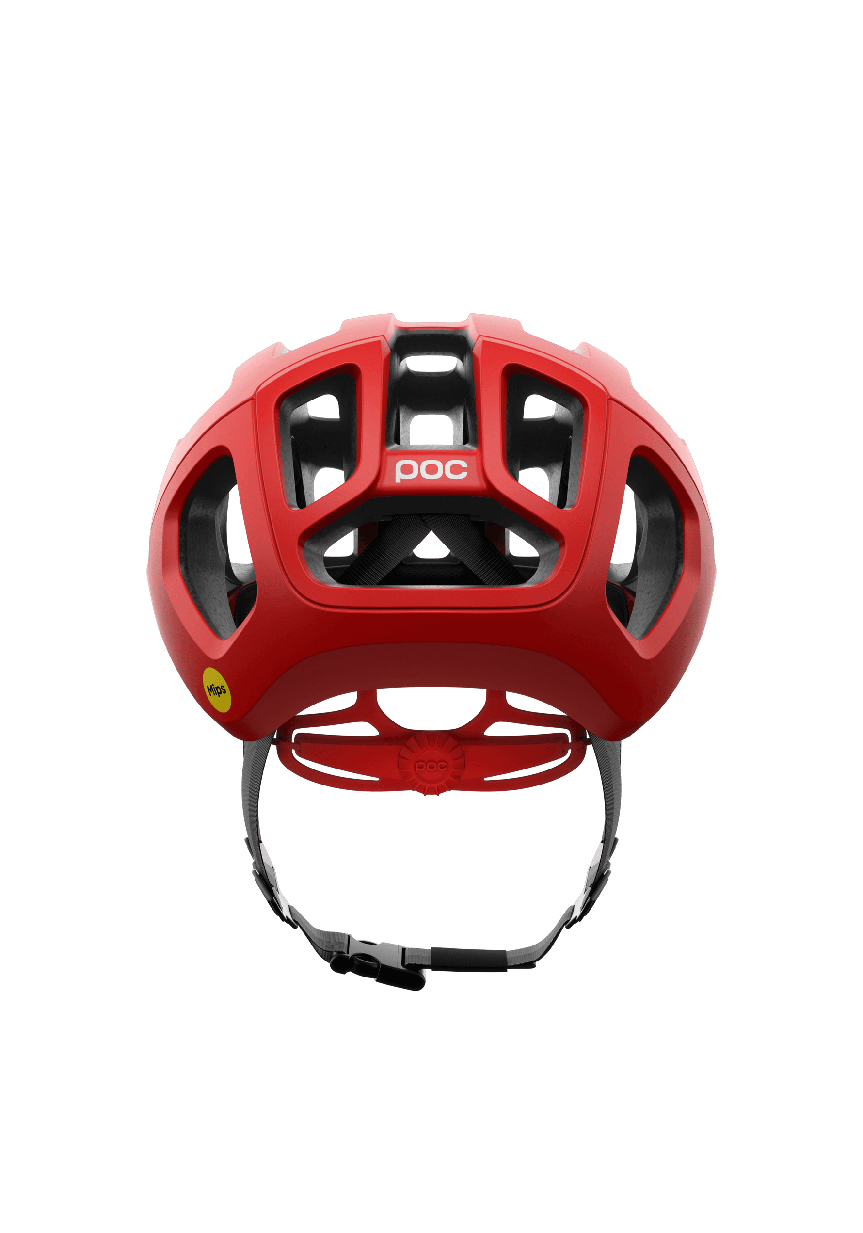 POC Ventral Air MIPS cycling helmet in matte red with ventilation holes
