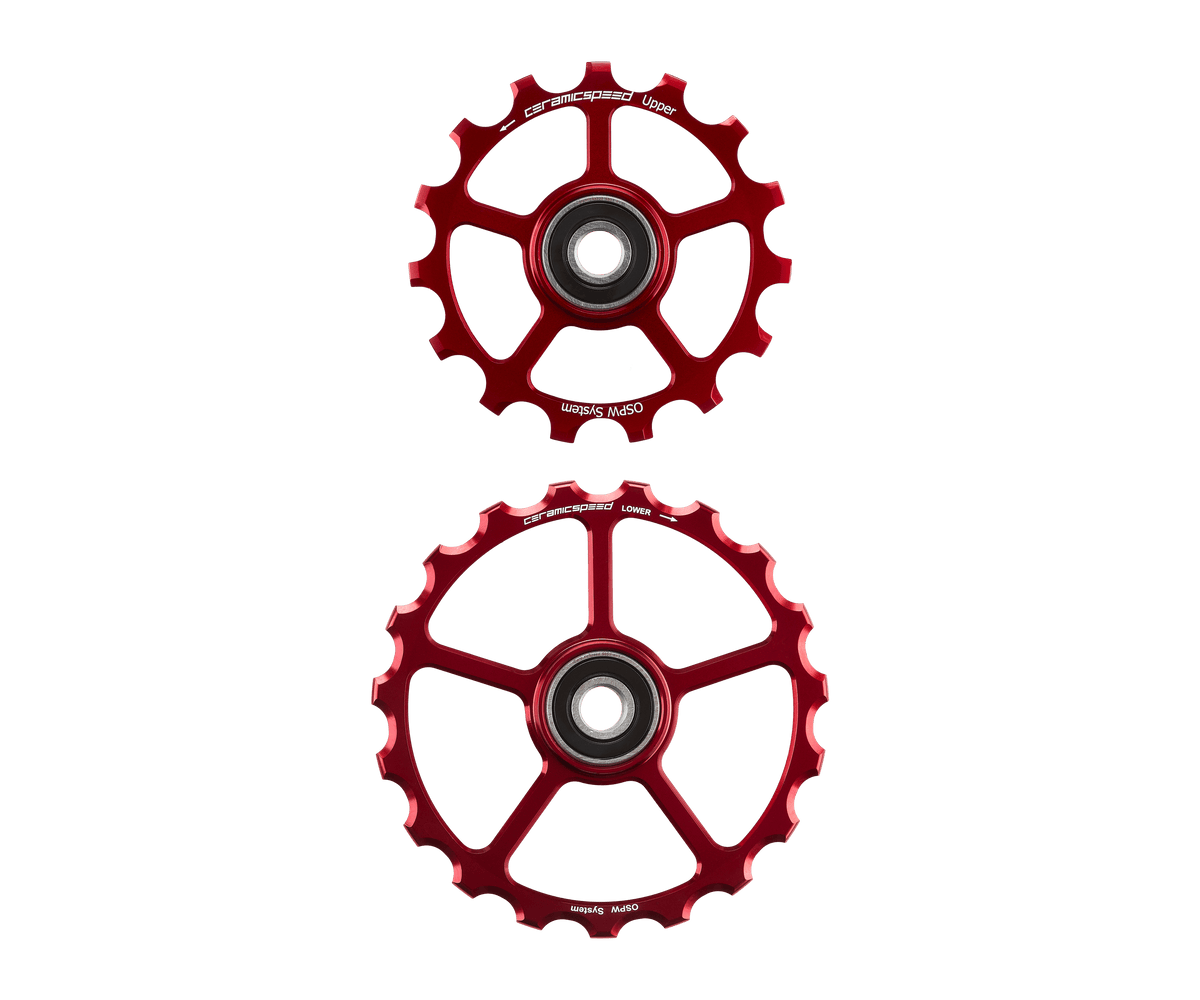 CeramicSpeed OSPW red aluminum pulley wheels 15T upper and 19T lower for SRAM AXS
