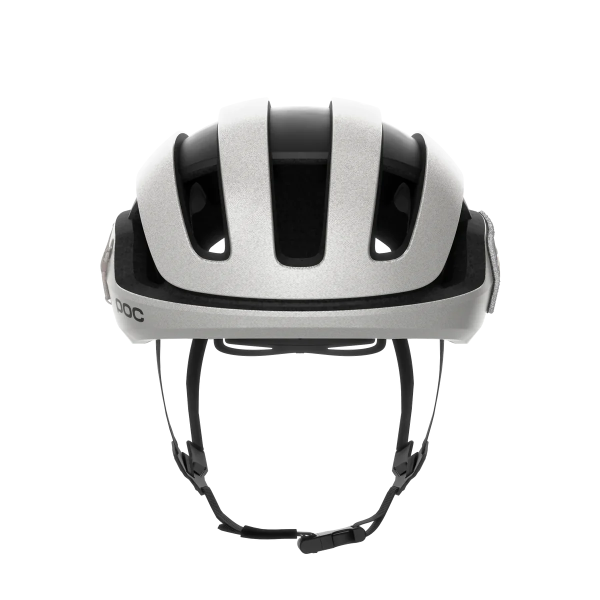 POC Omne Ultra MIPS bicycle helmet in argentite silver matte finish, front view