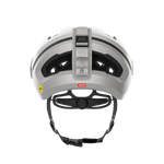 POC Omne Ultra MIPS cycling helmet in argentite silver matt finish, rear view