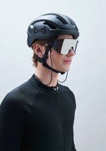 POC Omne Ultra MIPS cycling helmet in Uranium Black Matt with integrated sunglasses