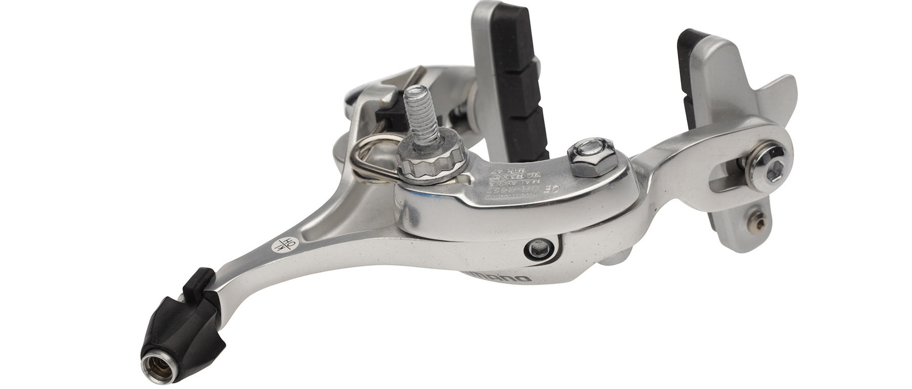 Shimano BR-R650 long reach silver rear brake caliper on white background