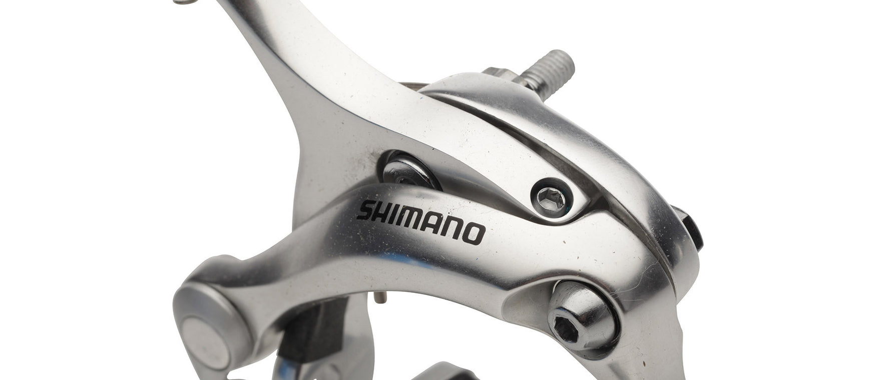 Shimano BR-R650 long reach silver bicycle brake caliper close-up view