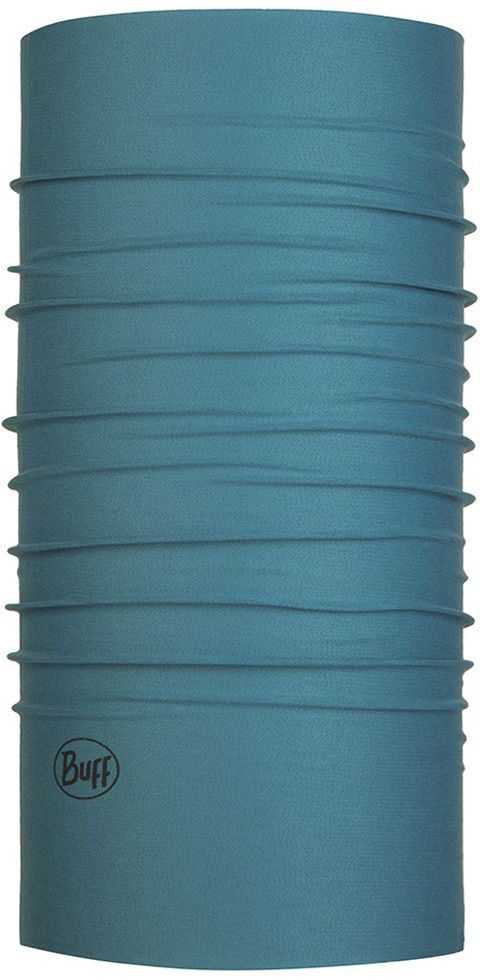 Buff Cool Net UV+ tubular headwear in stone blue color with brand logo