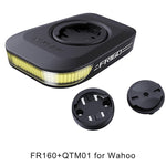 Ravemen FR160 black bike headlight with yellow LED strip and mounting accessories