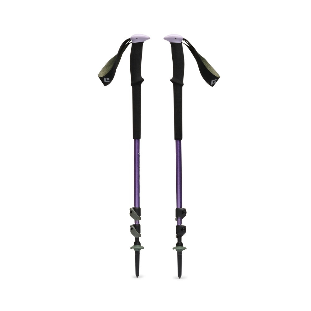 Black Diamond Trail Trekking Poles in soft lilac purple with black grips and straps