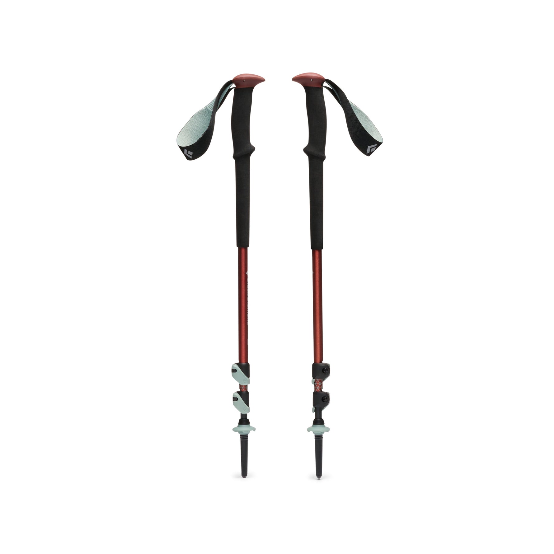 Black Diamond Trail Trekking Poles in red and black with ergonomic grips