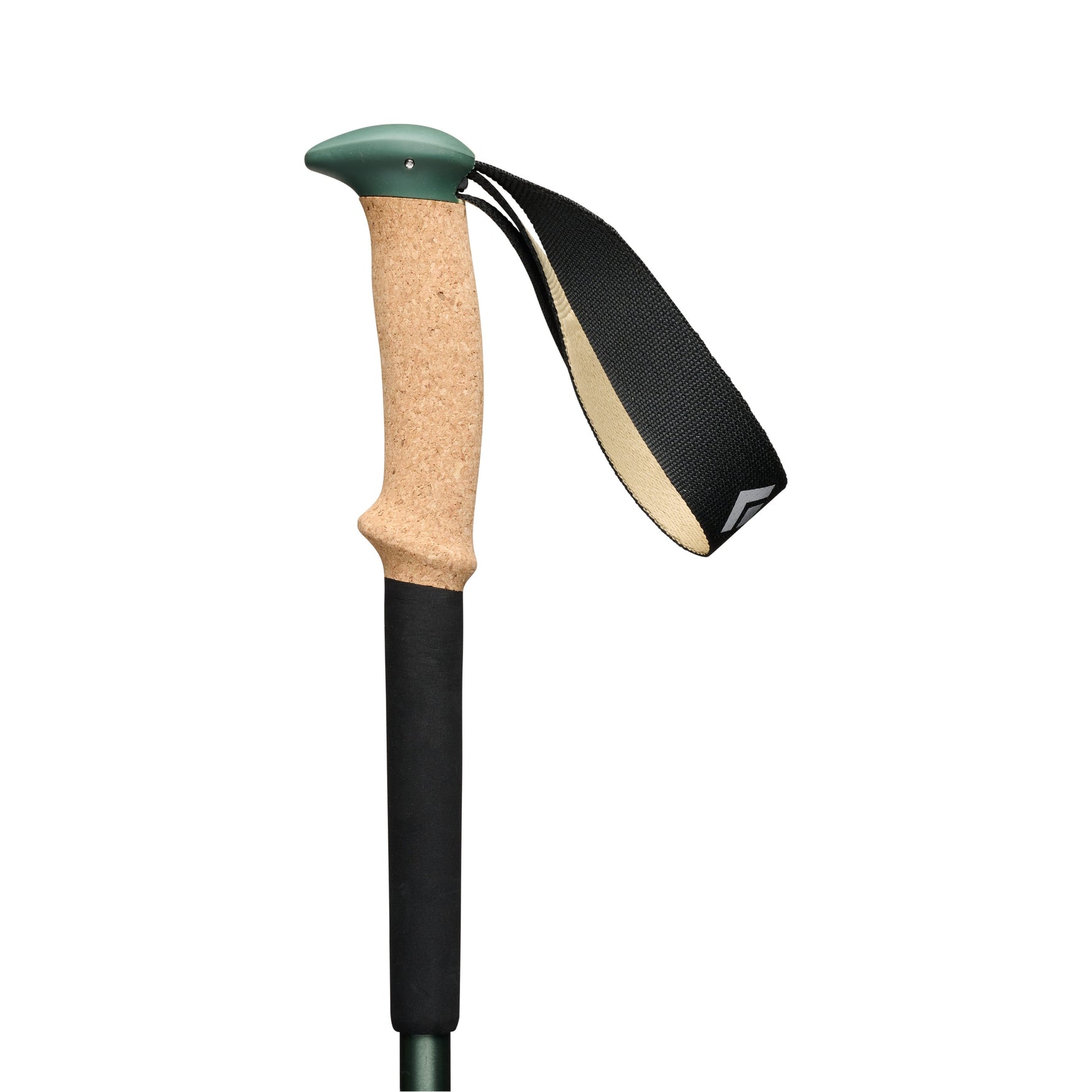 Black Diamond Trail Cork Trekking Pole with laurel green grip and cork handle