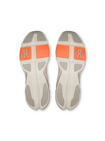 On Cloudpulse Next men's running shoe in Ice/Flame colorway showing side profile and sole view