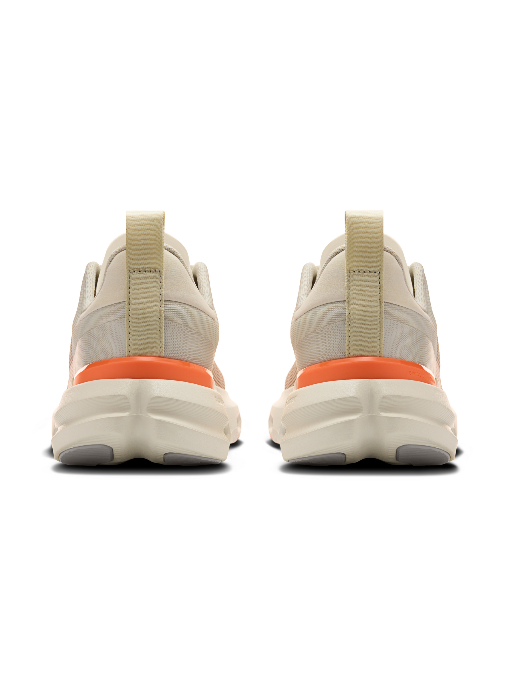 On Cloudpulse Next Men's running shoe in Ice/Flame colorway with beige upper and orange accents
