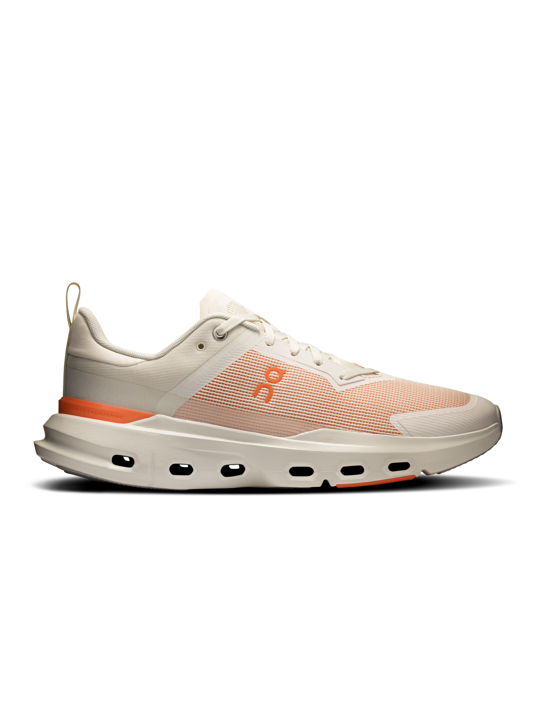 On Running Cloudpulse Next Men's running shoe in Ice/Flame colorway with cream upper and orange details