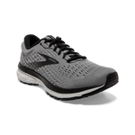 Brooks Ghost 13 men's running shoe in primer grey and black colorway