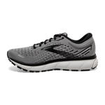 Brooks Ghost 13 men's running shoe in primer grey and black colorway