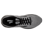 Brooks Ghost 13 running shoe top view in grey and black colorway