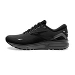 Brooks Ghost 15 men's running shoe in black colorway with mesh upper