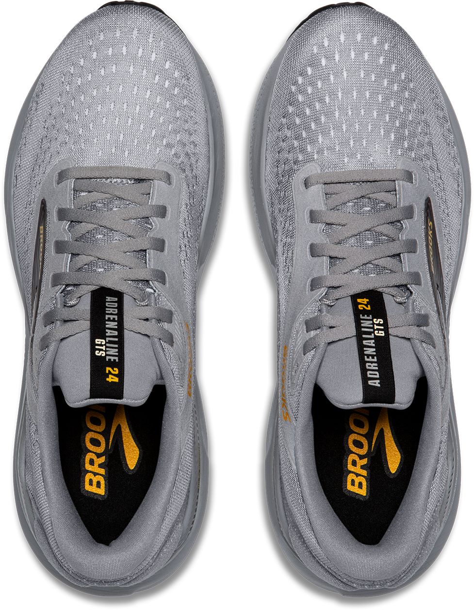 Brooks Adrenaline GTS 24 men's running shoes in grey with gold details