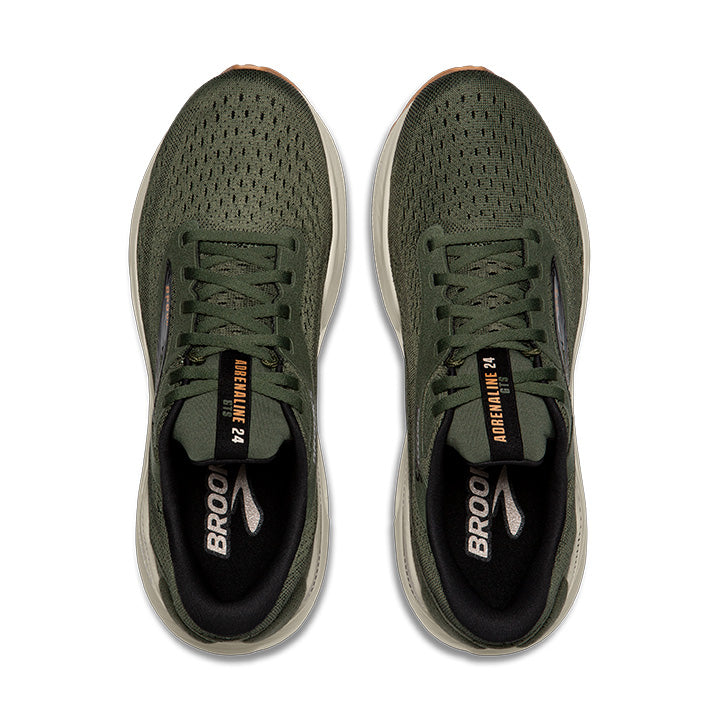 Brooks Adrenaline GTS 24 men's running shoes in thyme green colorway