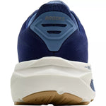 Brooks Ghost 17 men's running shoe rear view in navy blue with white midsole