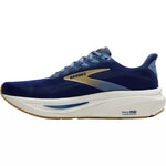 Brooks Ghost 17 Men's running shoe in navy blue and gold on white background