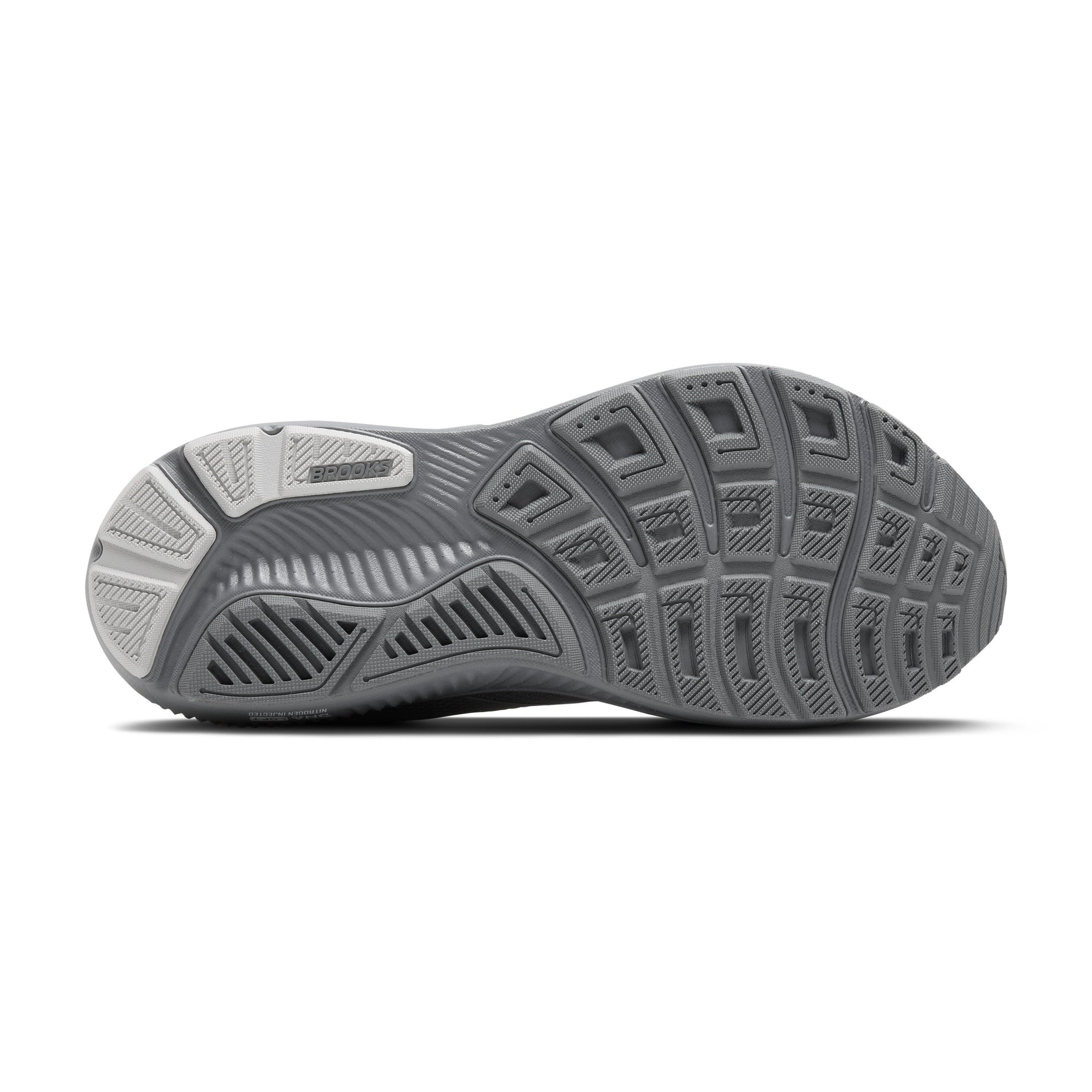 Brooks Ghost 17 men's running shoe outsole view in Primer Gray colorway