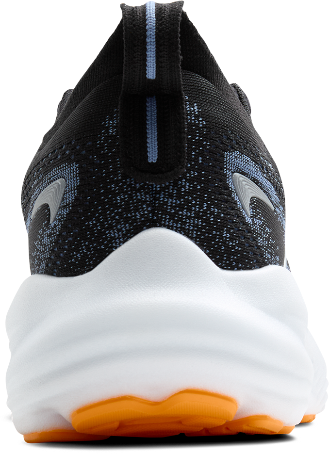 Brooks Glycerin 22 men's running shoe in black with blue accents and orange sole