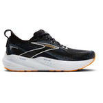 Brooks Glycerin 22 men's running shoe in black with blue accents and orange sole