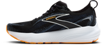 Brooks Glycerin 22 men's running shoe in black with blue mesh and orange sole