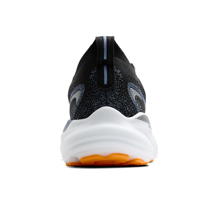Brooks Glycerin GTS 22 men's running shoe in black with country blue and orange pop accents
