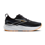 Brooks Glycerin GTS 22 men's running shoe in black with blue accents and orange outsole